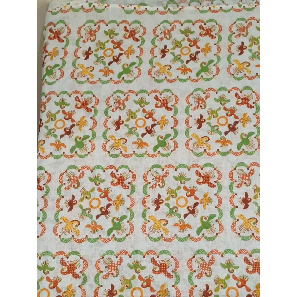 Mexican Aztec Pressman Gutman Bird Fabric, 4 Yards - Picture 3 of 5